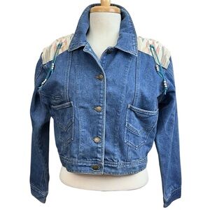 90s Vintage Western Blue Jean Denim Jacket Ladies Medium